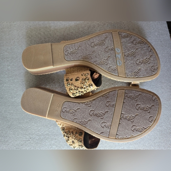 Carlos Santana Tan Snakeskin Sandals - Picture 3 of 5